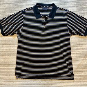 Bobby Jones Players Golf Polo Size L Striped Black Yellow White 100% Cotton
